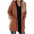 thumbnail image 1 of Usmixi Winter Sweater Coat for Women Sweater Cardigan for Women Fall Loose Comfy Knitted Cabled Coats Long Sleeve Casual Solid Pocket Open Front Outerwear Sweater Coat Under $5, 1 of 6