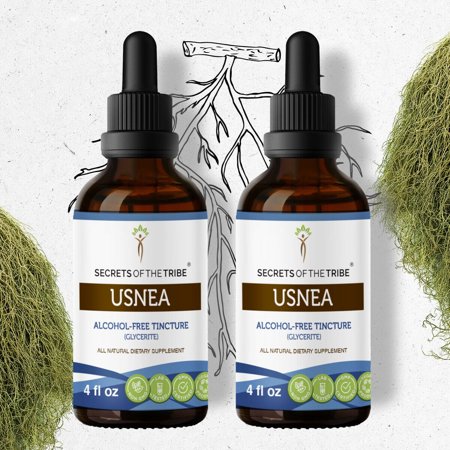 Secrets of the Tribe Usnea Tincture Dietary Supplement, Natural Herbal Extract for Immune Health Support, Wildcrafted Usnea (Usnea spp.) Dried Lichen, Alcohol-Free Extract, 2x4 oz