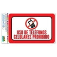 thumbnail image 1 of Uso De Telefonos Celulares Prohibido Use Of Cell Phones Prohibited Spanish SLAP-STICKZ(TM) Automotive Car Window Locker Bumper Sticker, 1 of 1