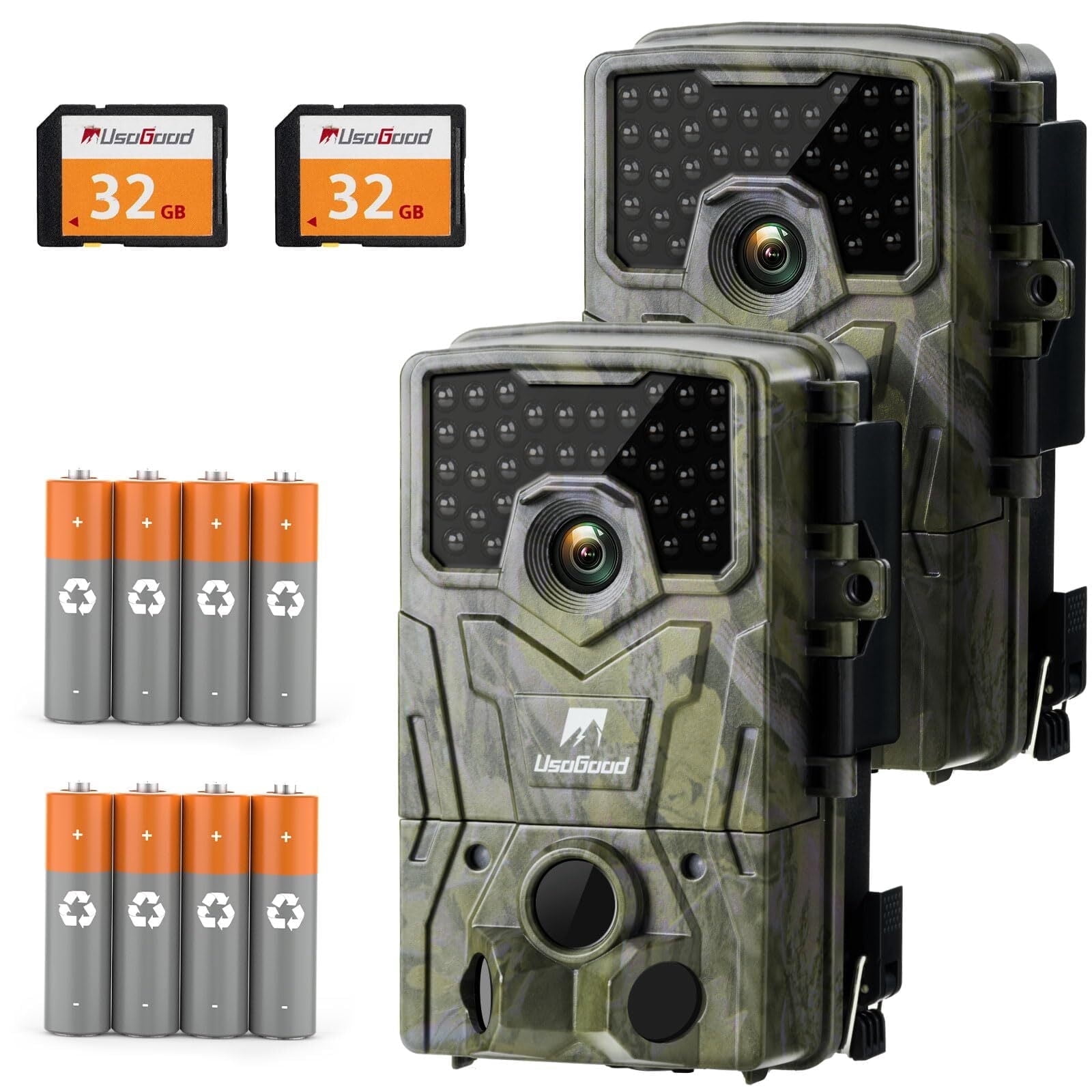 Usogood 48MP 4K Trail Camera with Night Vision Motion Activated IP66 Waterproof, 65ft 120° Wide Angle Detection Game Camera, Deer Camera for Outdoor Wildlife Watching(Only 8PCS Battery)