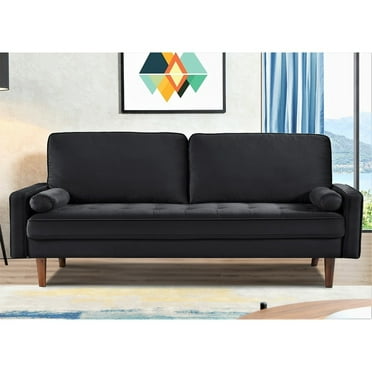 US Pride Furniture Monahan 70''W Velvet Tufted Sofa, Black