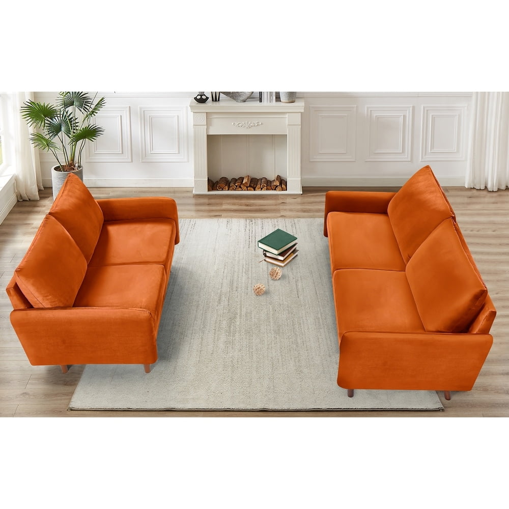 Uspridefurniture 2 Piece Modern Polyester Sofa And Loveseat Set Orange