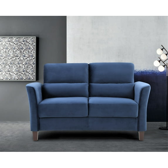 Uspridefurniture Aalt 57.88" Velvet Square Arm Loveseat,Blue
