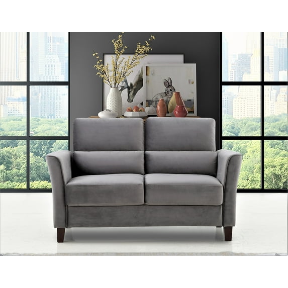 Uspridefurniture Aalt 57.88" Velvet Square Arm Loveseat,Gray