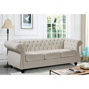 Uspridefurniture Antoinette Sofa, Ivory Velvet