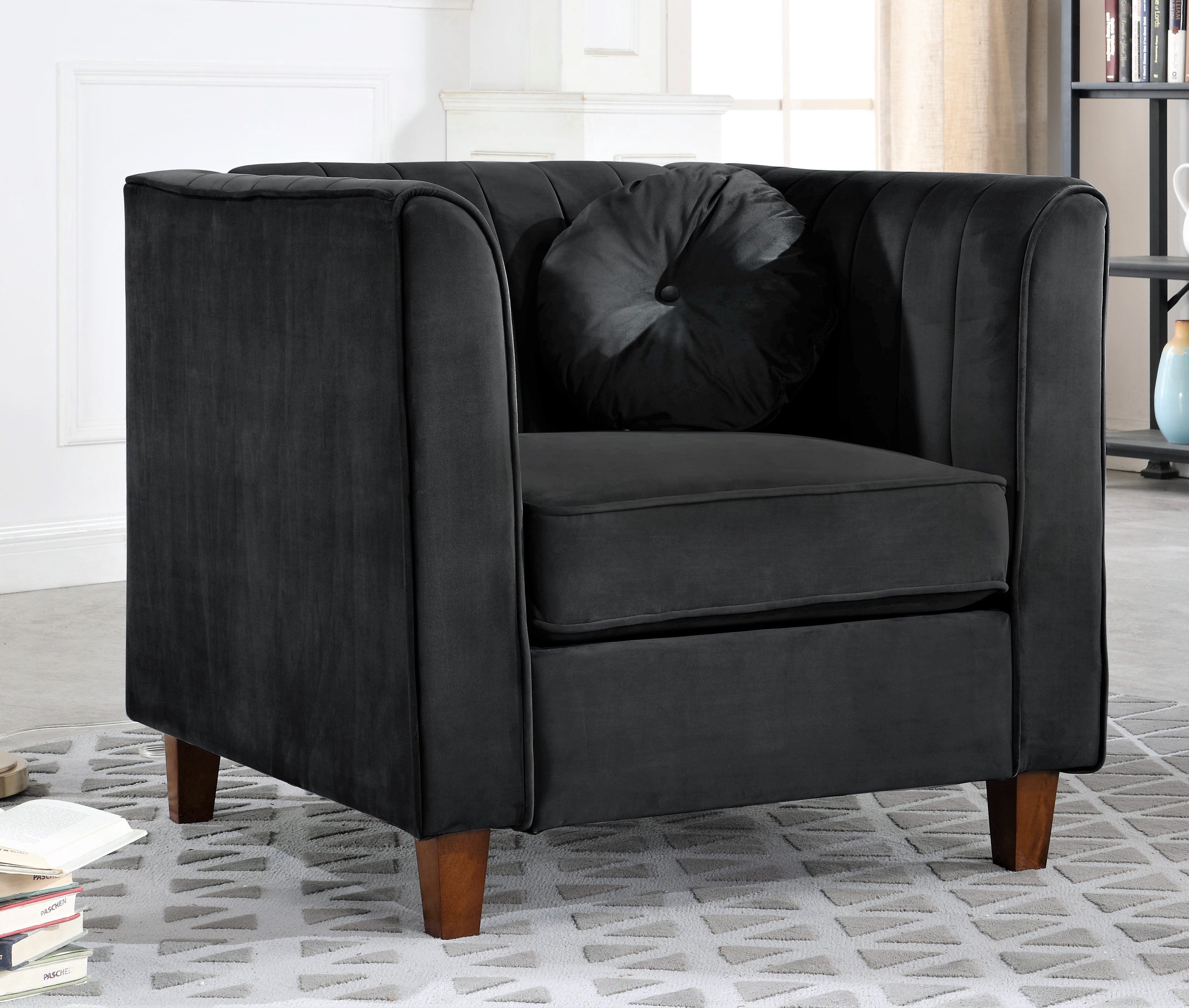 Uspridefurniture Arcola 32" Rolled Arm Chair,Black