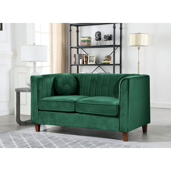Uspridefurniture Arcola 55'' Velvet Rolled Arm Loveseat,Green