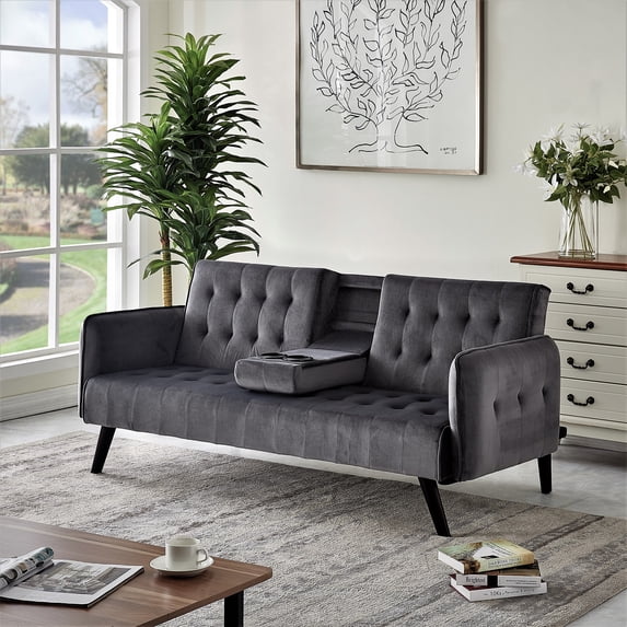 Beniamino 78'' Velvet Square Arm Sleeper