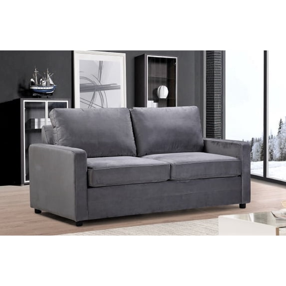 Uspridefurniture Borland 70'' Velvet Square Arm Sofa Bed,Gray