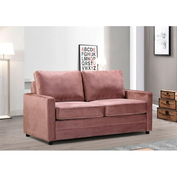 Uspridefurniture Borland 70'' Velvet Square Arm Sofa Bed,Pink