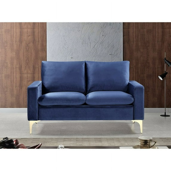 Uspridefurniture Buchholz 54.7'' Velvet Square Arm Loveseat -Blue, Removable Cushions