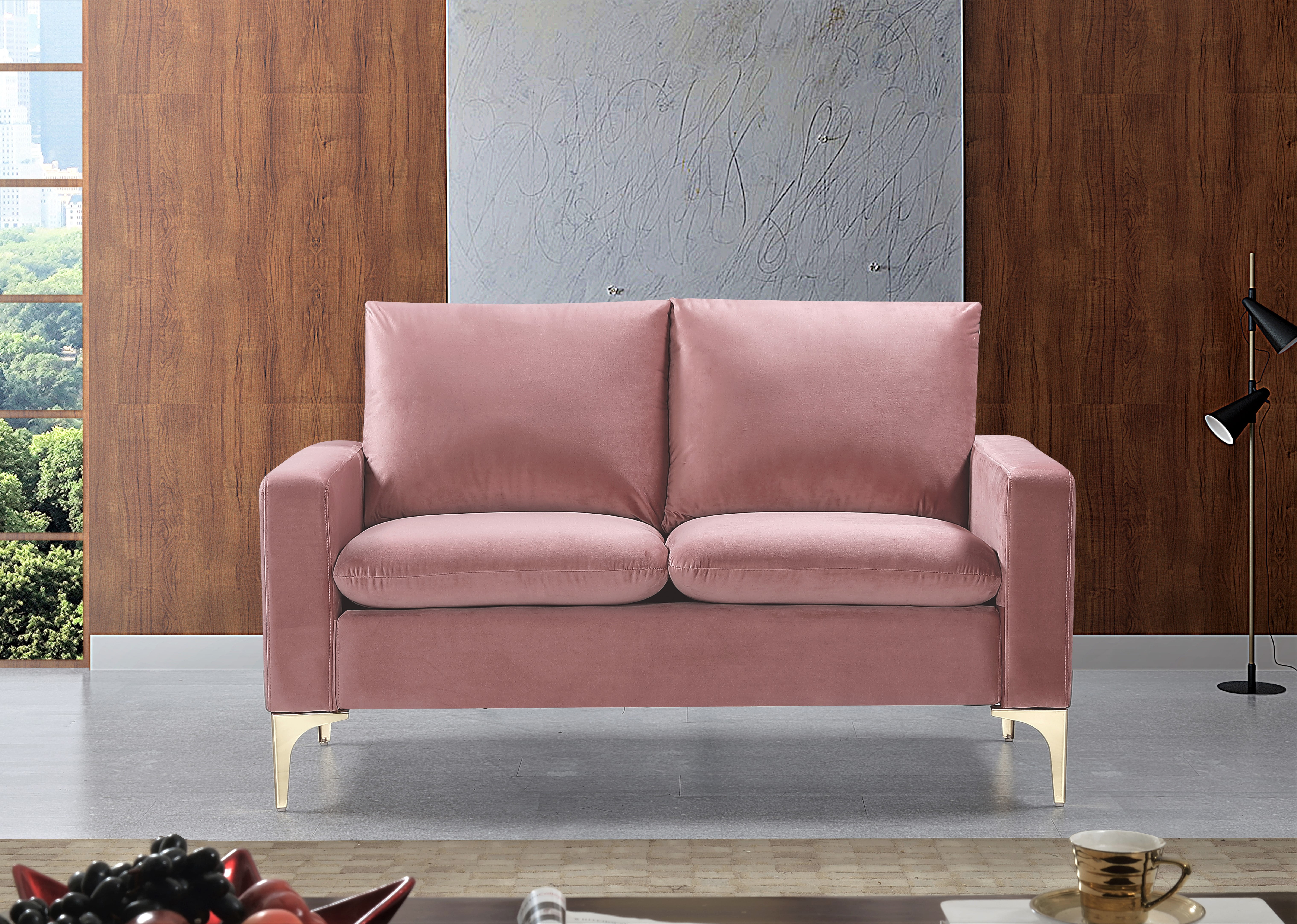 Uspridefurniture Buchholz 54.7'' Velvet Square Arm Loveseat,Pink