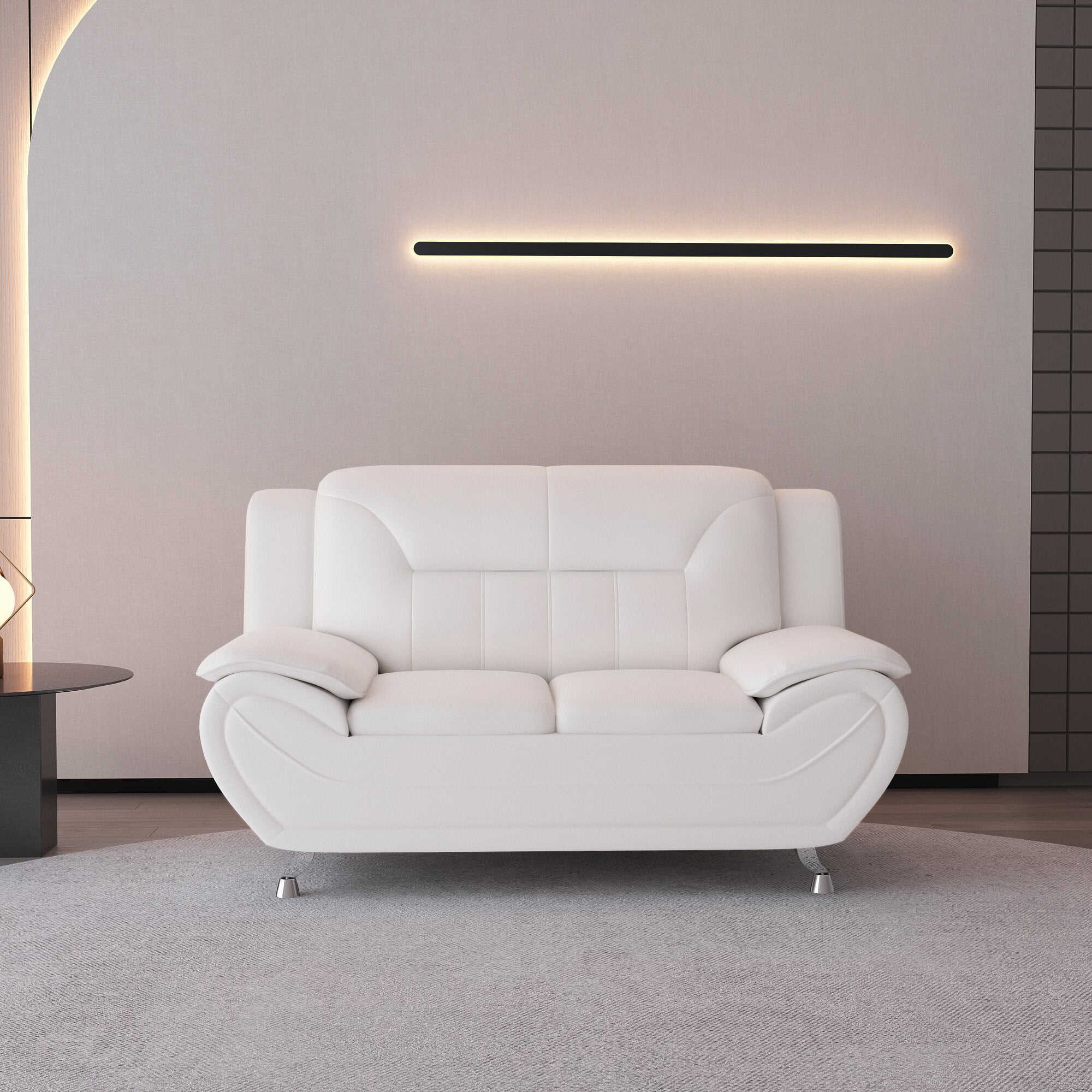 Uspridefurniture Carlock 61.3'' Faux Leather Pillow Top Arm Loveseat,White
