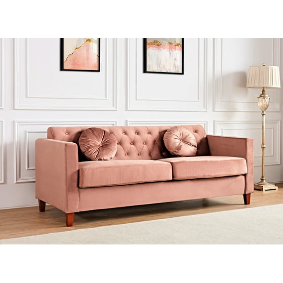 Uspridefurniture Cendejas 59'' Velvet Square Arm Loveseat -Pink