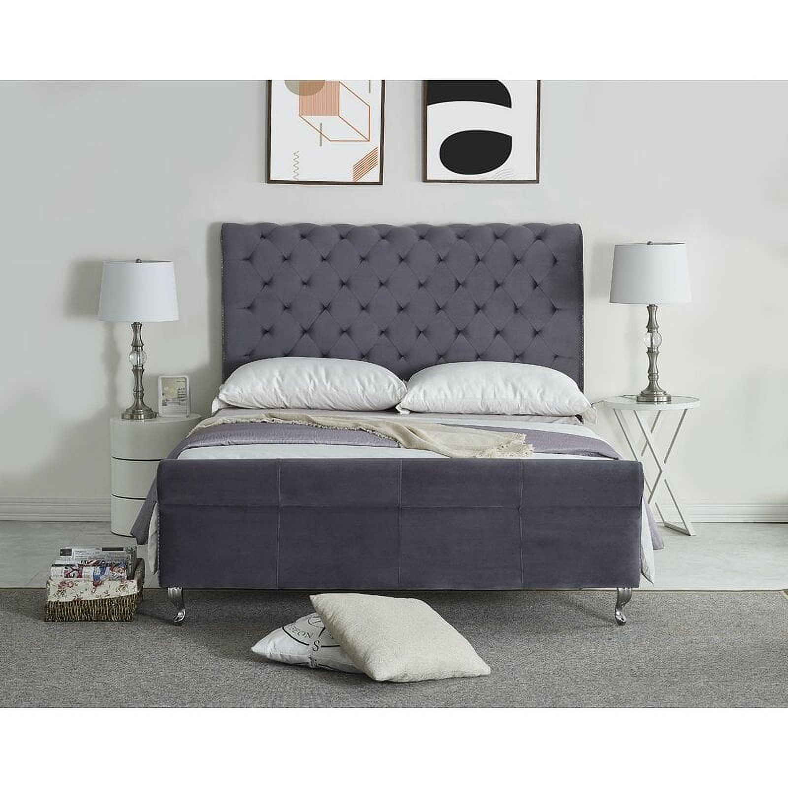 Free Shipping! Uspridefurniture King Size Velvet Upholstered Sleigh Bed ...