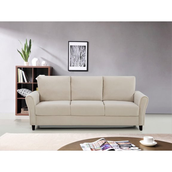 Uspridefurniture Corel 80.31" Flared Arm Ivory Velvet Sofa