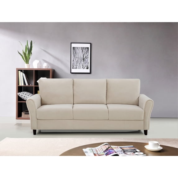 Uspridefurniture Corel 80.31" Flared Arm Ivory Velvet Sofa