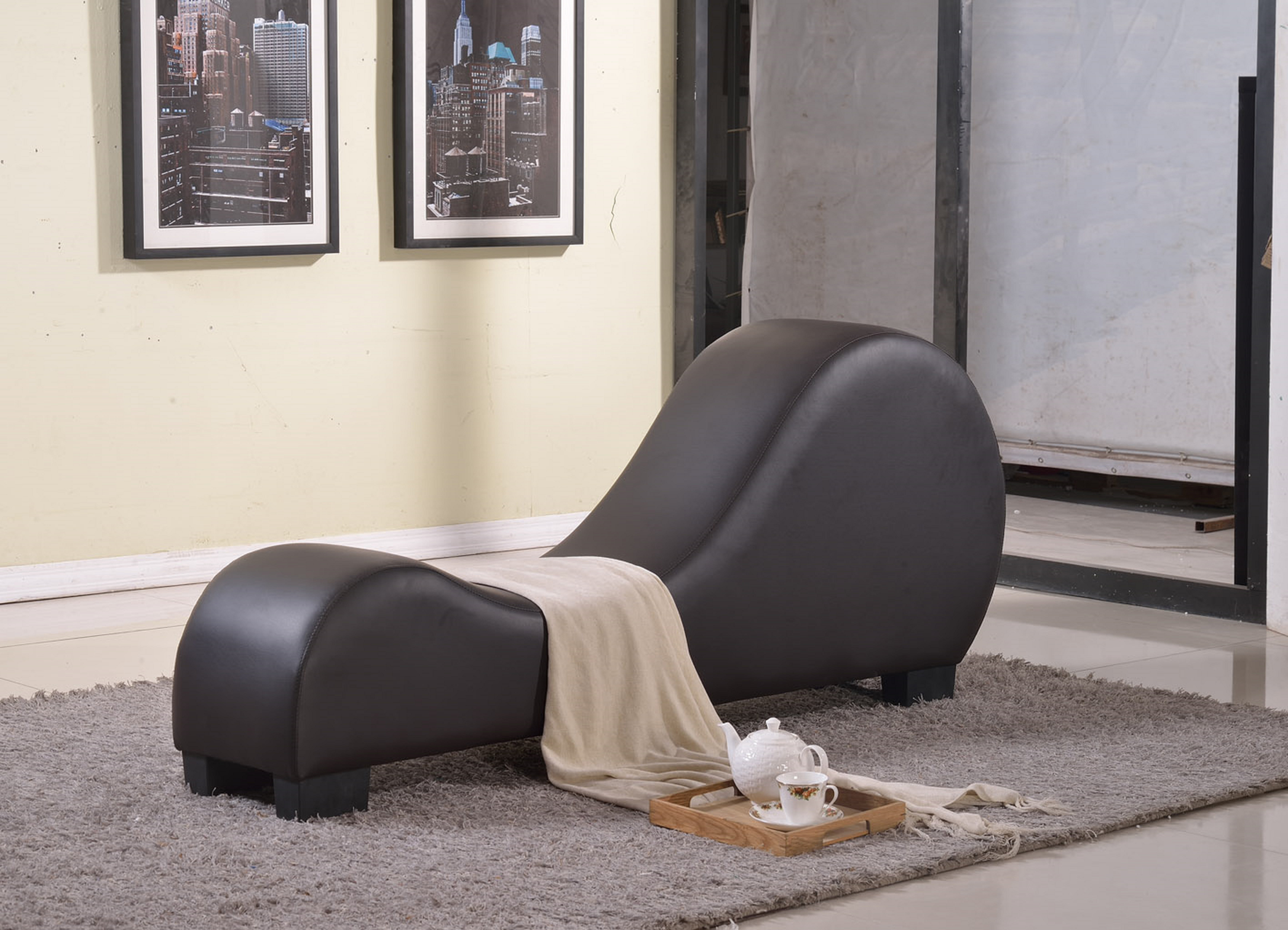 Mobilis premium bonded leather yoga stretch chaise lounge hotsell