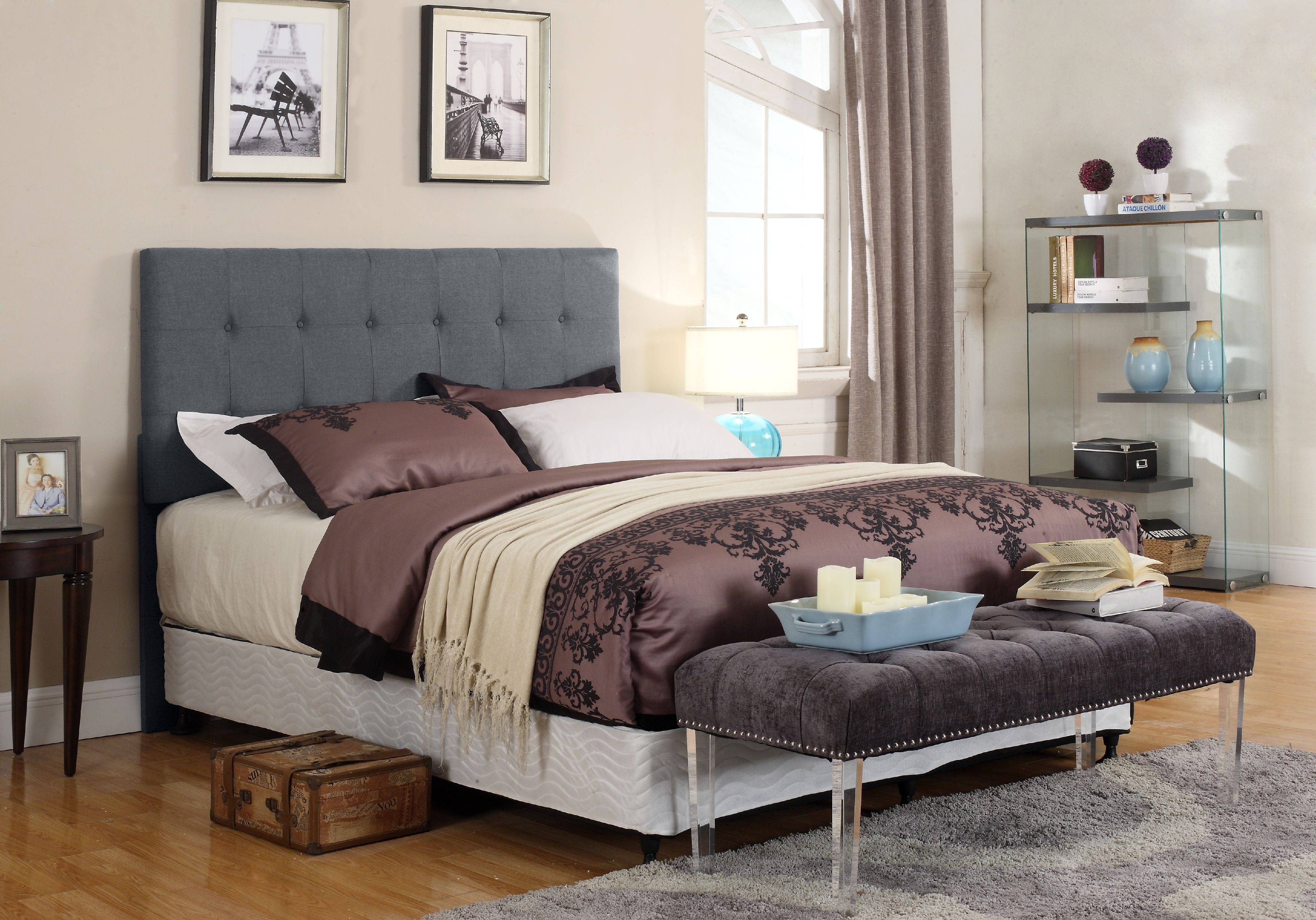 Uspridefurniture Eilidh Upholstered Panel Headboard, Suitable for full or queen size beds, Fabric, foam, and wood material