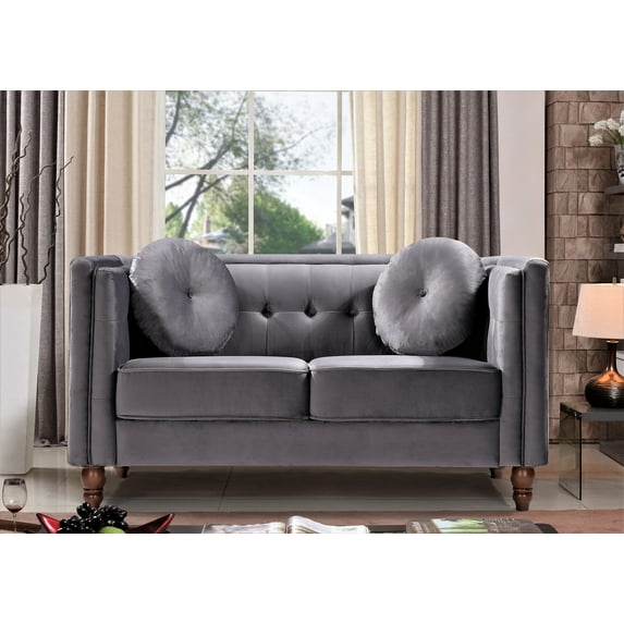 Uspridefurniture Evendale Velvet Loveseat, Gray