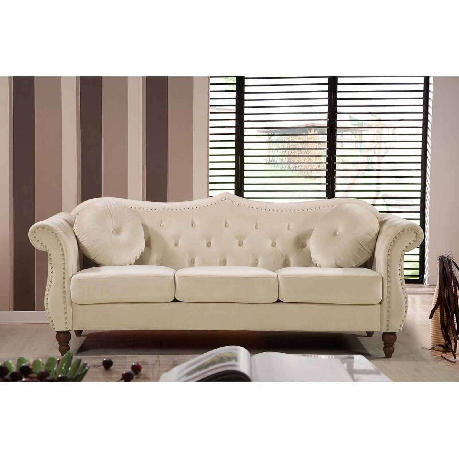 Uspridefurniture Evianna Sofa, Beige Velvet