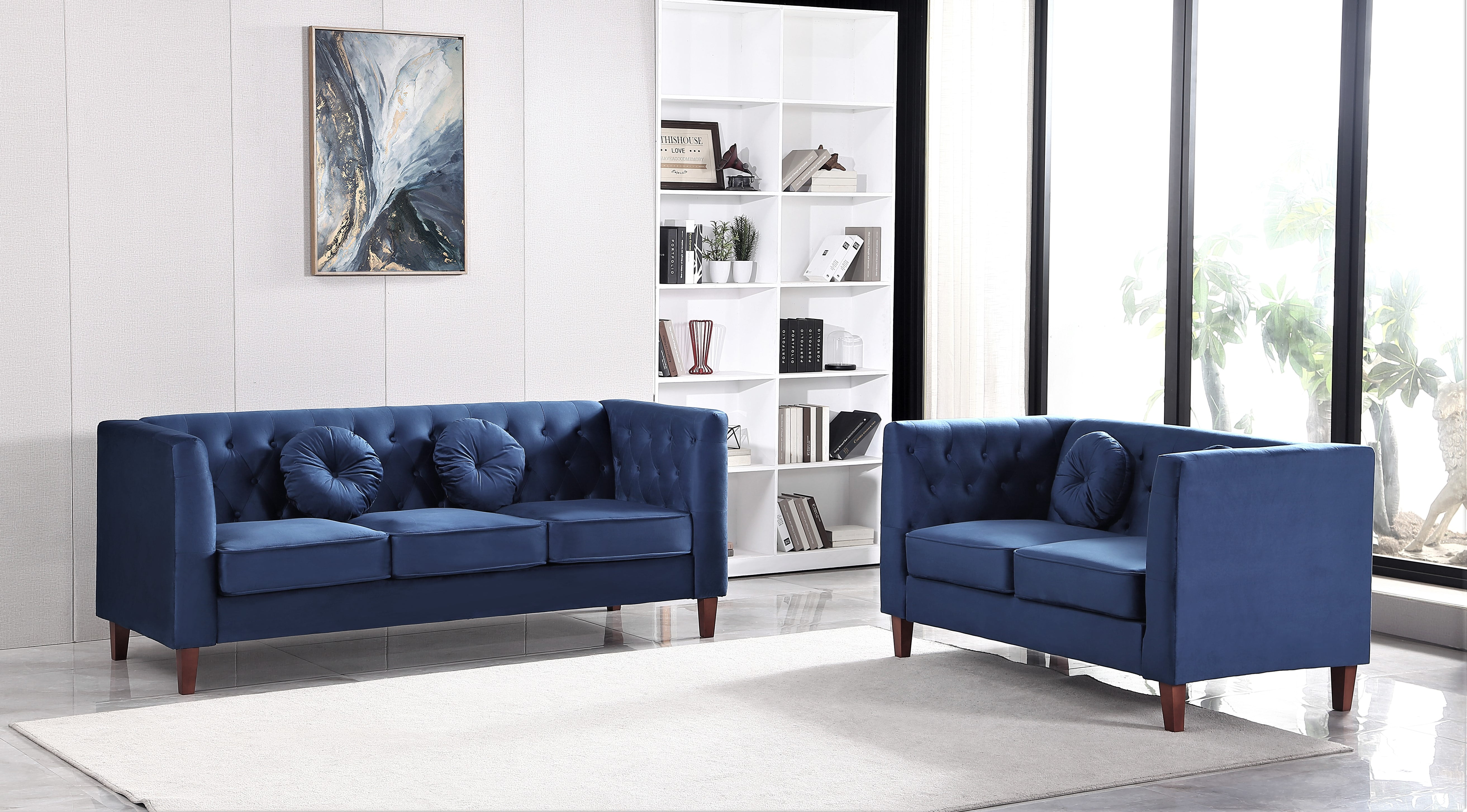 Uspridefurniture Fancher Kittleson Classic 2Pcs Living Room Set, Blue