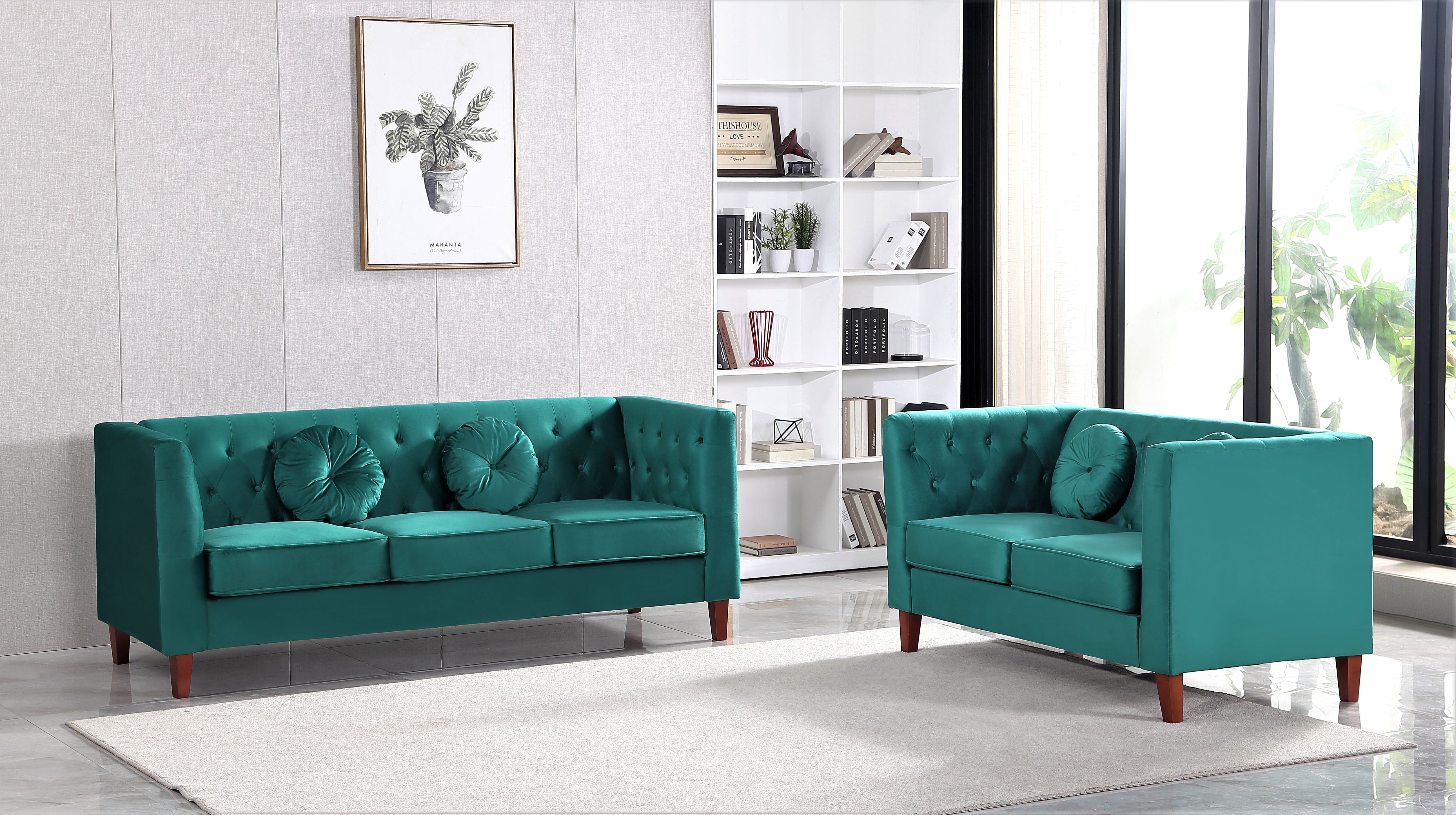 Uspridefurniture Fancher Kittleson Classic 2Pcs Livingroom Set,Green Velvet
