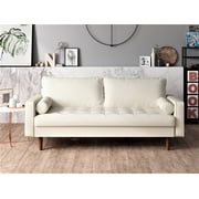 Uspridefurniture Faux Leather Back Support Mid Century Sofa, White