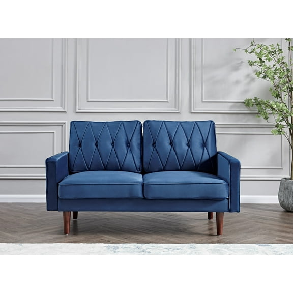 Uspridefurniture Feemster 57.5'' Velvet Square Arm loveseat,Dark Blue
