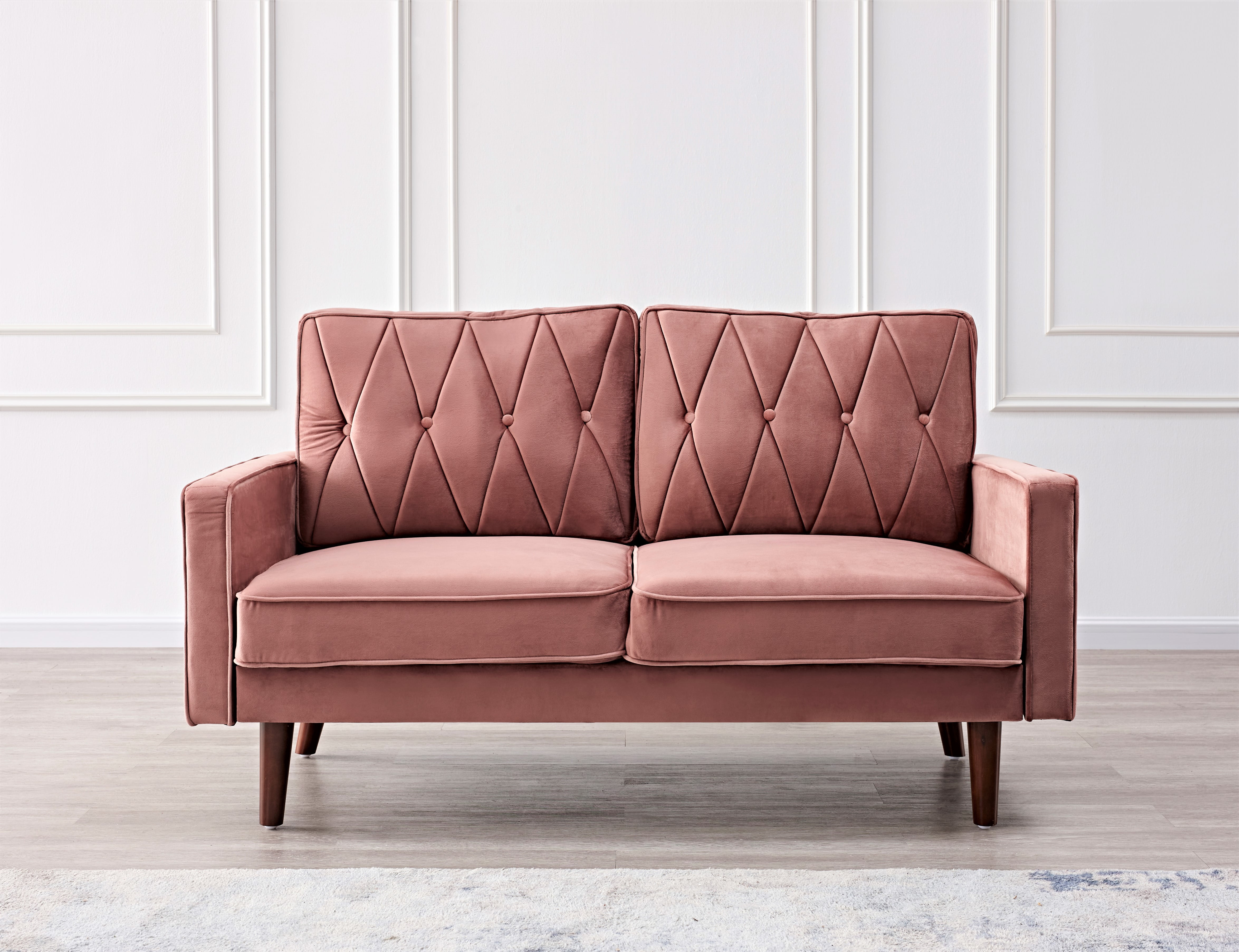 Uspridefurniture Feemster 57.5'' Velvet Square Arm loveseat,Pink
