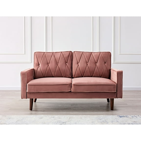 Uspridefurniture Feemster 57.5'' Velvet Square Arm loveseat,Pink