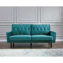 US Pride Furniture Feemster 69.3'' Velvet Square Arm Sofa, Blue/Green