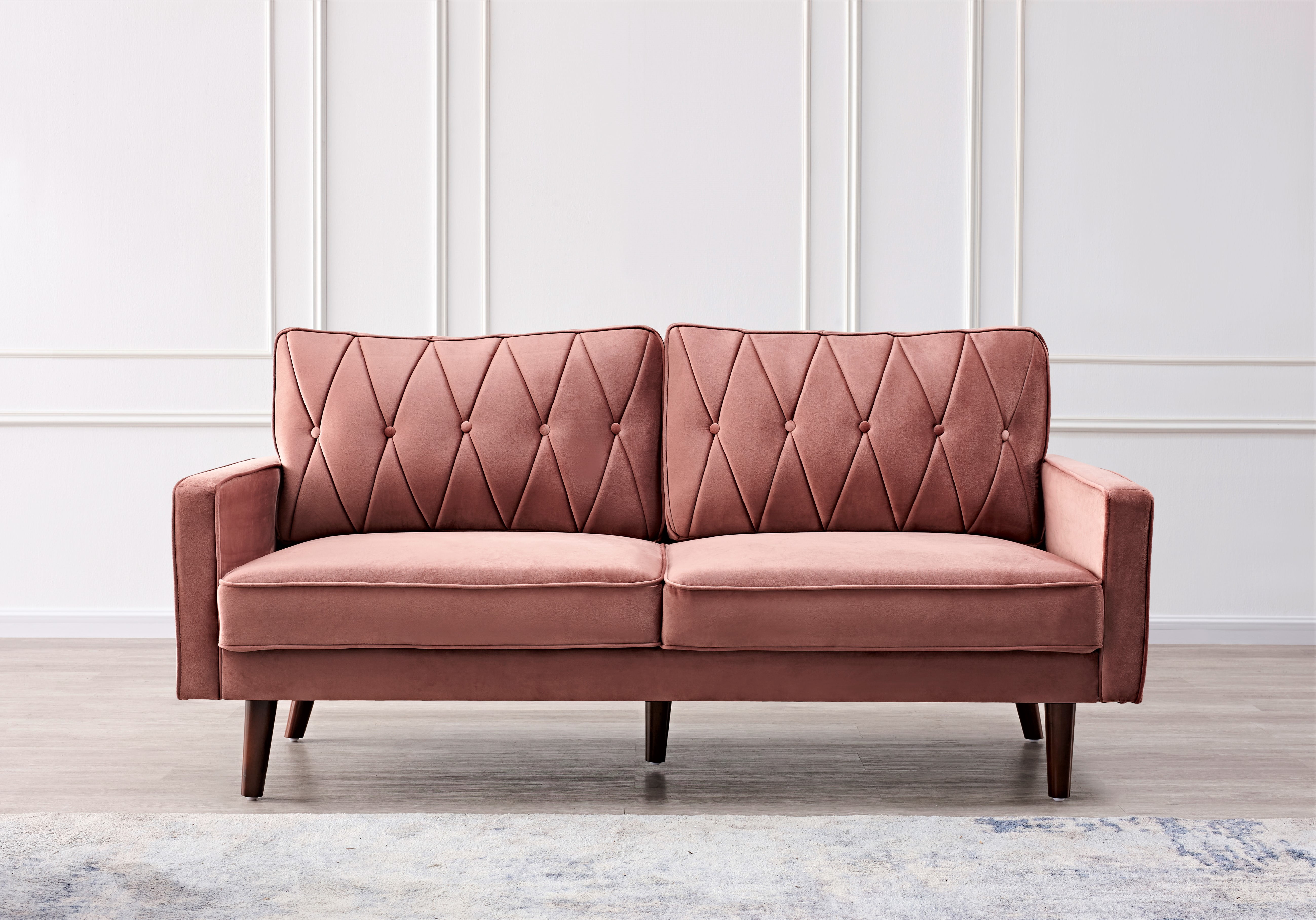 Uspridefurniture Feemster 69.3'' Velvet Square Arm Sofa,Rose
