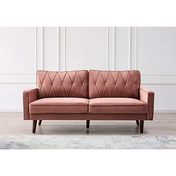 Uspridefurniture Feemster 69.3'' Velvet Square Arm Sofa,Rose