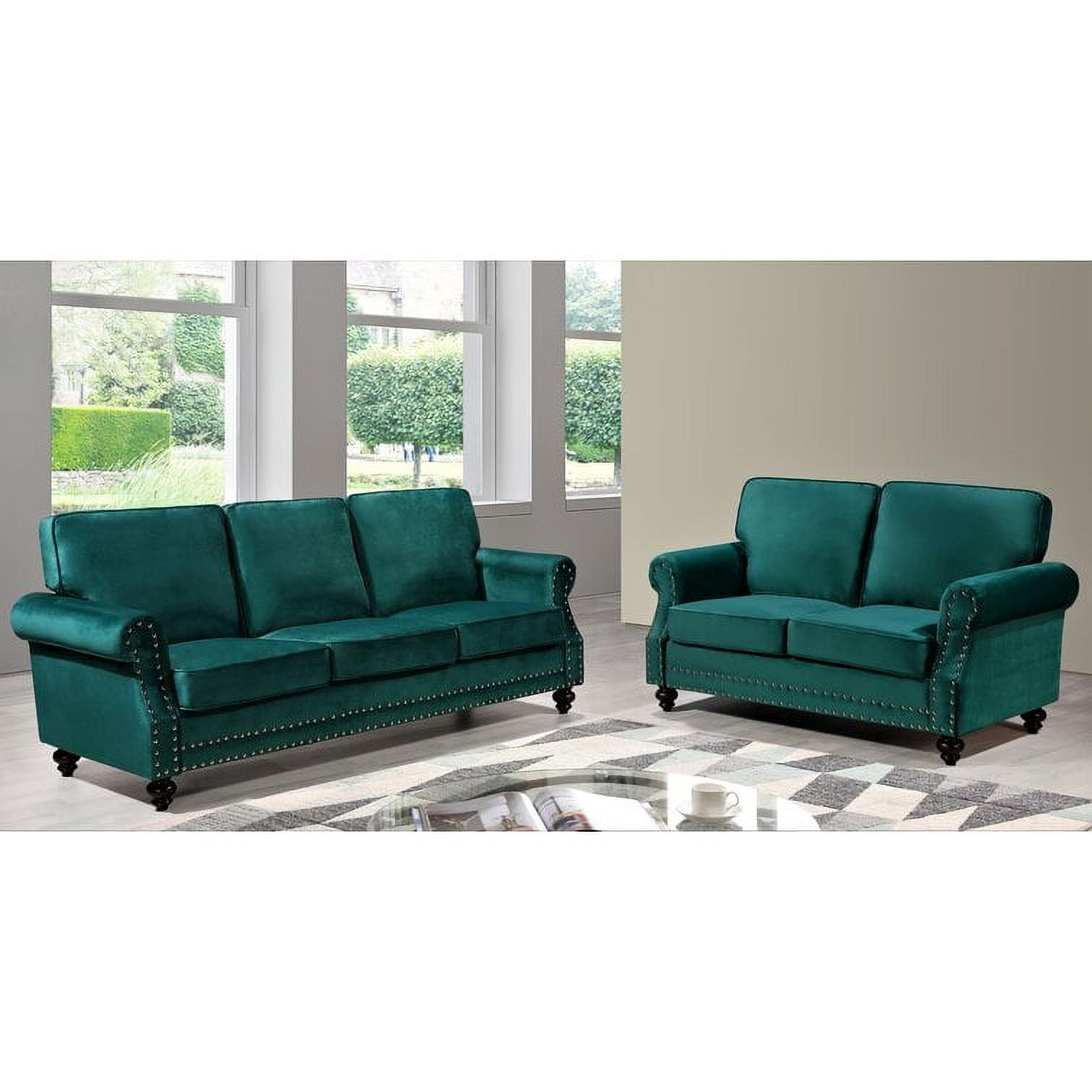 US Pride Furniture Feingold 2 Piece Velvet Living Room Set, Removable