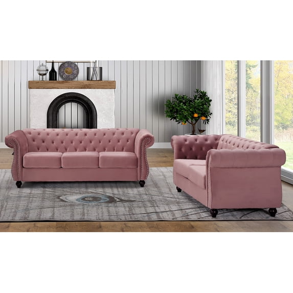 Uspridefurniture Fender 2Pcs Living Room Set, Pink