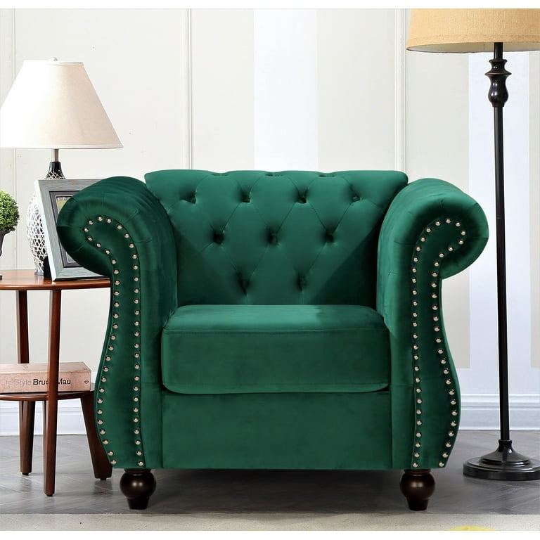 Uspridefurniture Fender 40.6 Tufted Velvet Chair Green Walmart