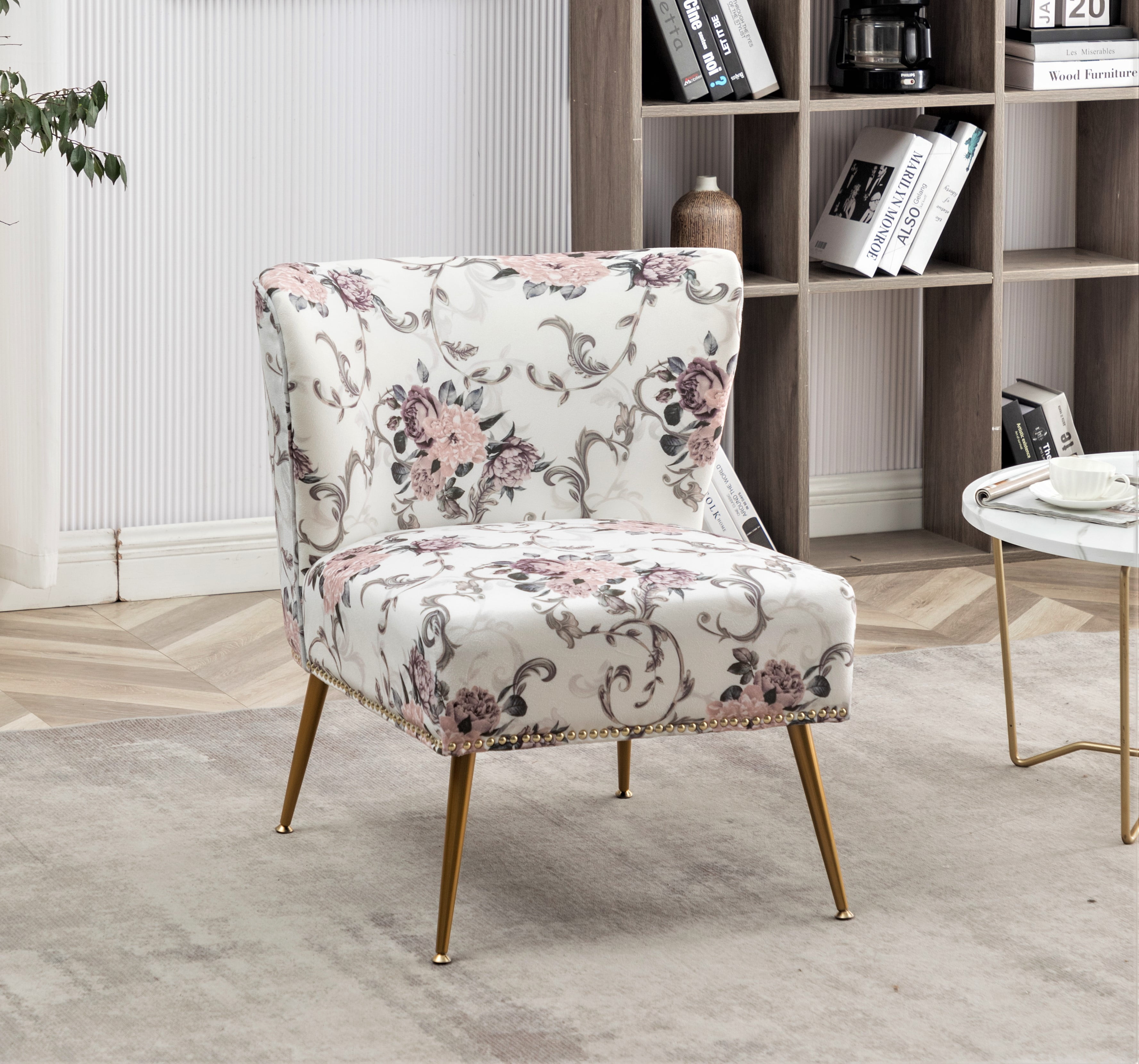 Uspridefurniture Friant 25"W Ivory Microfiber Upholstered Slipper Chair