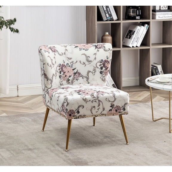 Uspridefurniture Friant 25"W Ivory Microfiber Upholstered Slipper Chair