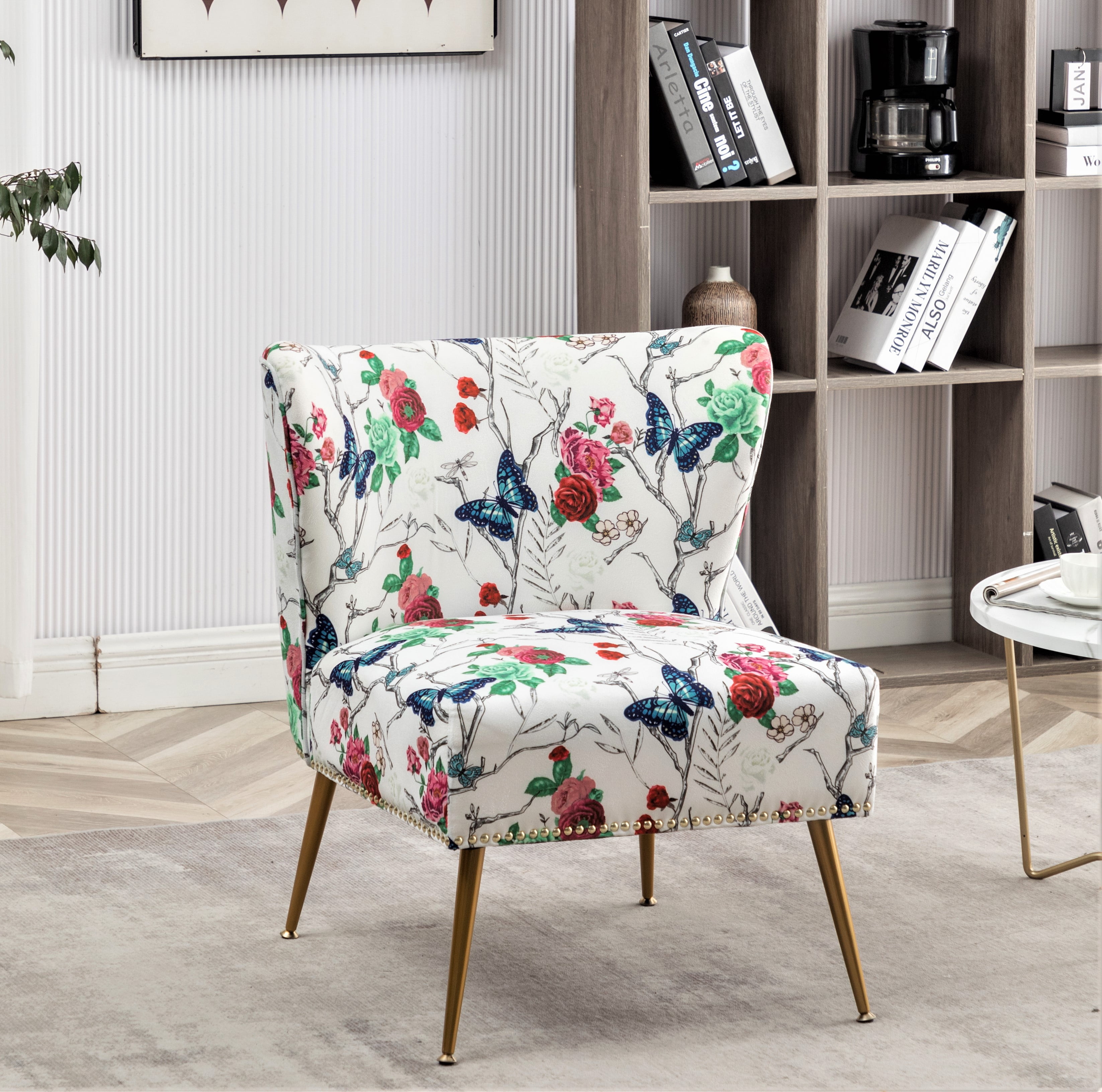 Uspridefurniture Friant 25"W Red Microfiber Upholstered Slipper Chair