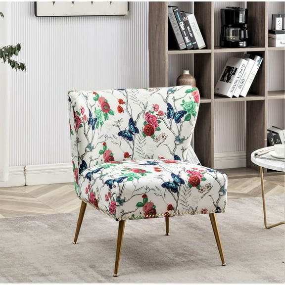 Uspridefurniture Friant 25"W Red Microfiber Upholstered Slipper Chair