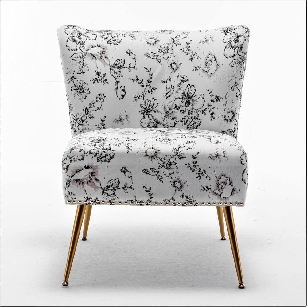 Uspridefurniture Friant 25"W White Microfiber Upholstered Slipper Chair