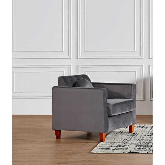 Uspridefurniture Gerame 32'' Wide Tufted Velvet Armchair -Gray