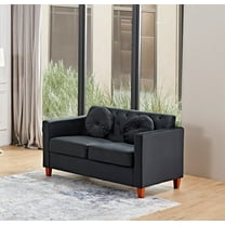 Uspridefurniture Gerame 59'' Velvet Square Arm Loveseat,Black