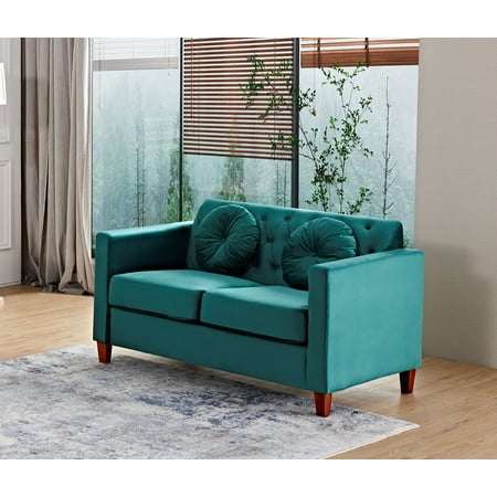 Uspridefurniture Gerame 59'' Velvet Square Arm Loveseat,Green