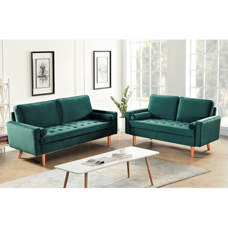 Uspridefurniture Hazen 2 Piece Velvet Living Room Set, sofa & loveseat
