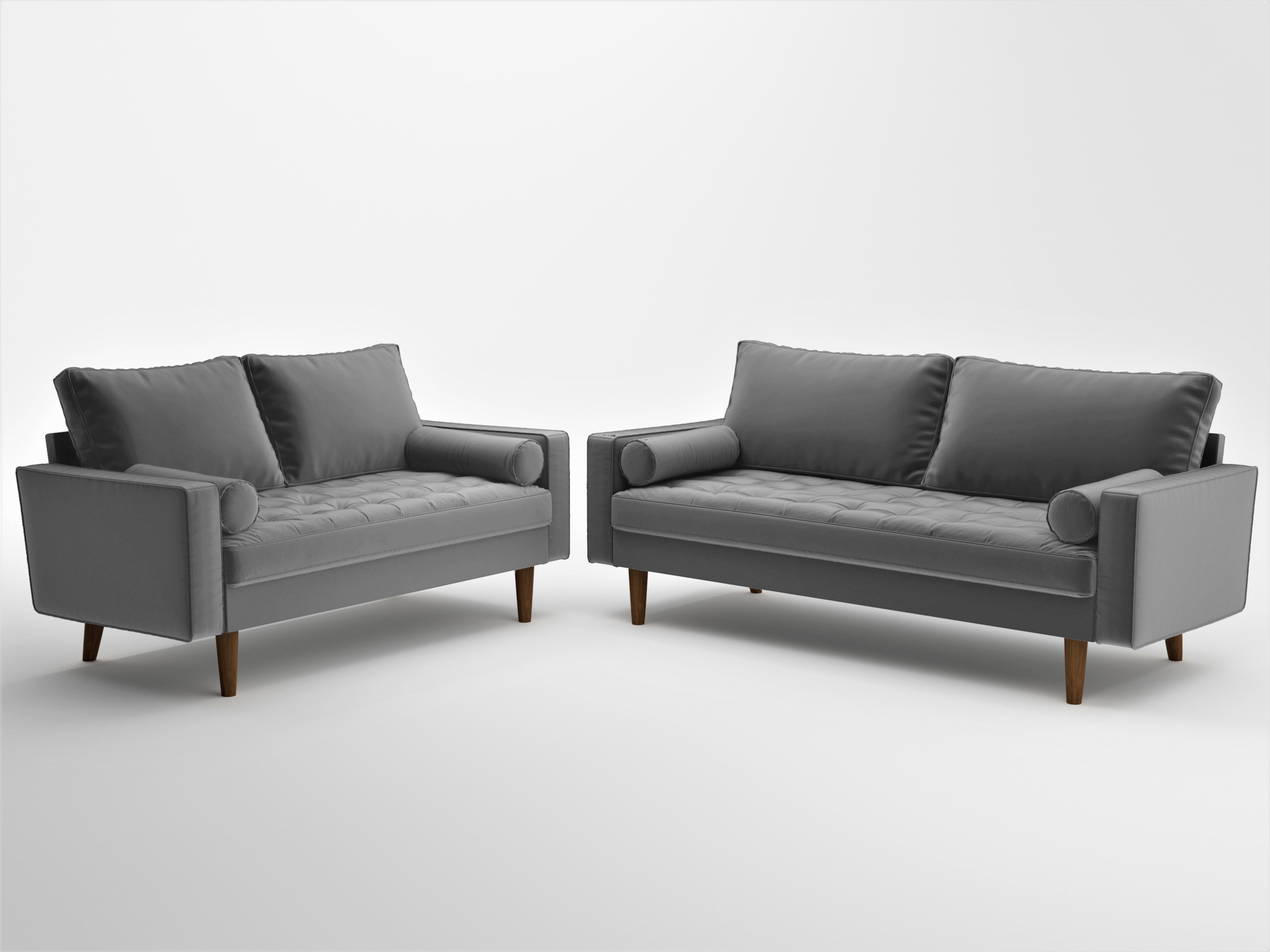 Uspridefurniture Hazen 2Pcs Velvet Living Room Set,Gray