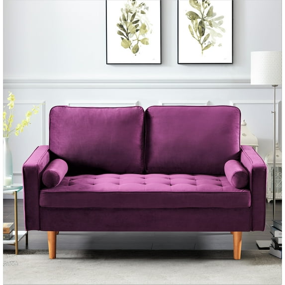 Uspridefurniture Hazen 57.8'' Velvet Square Arm Loveseat,Purple