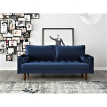 Uspridefurniture Hazen 69.7'' Velvet Mid-century modern style Square Arm Sofa, Blue