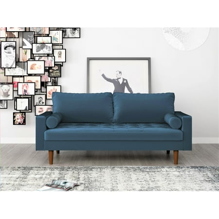 Uspridefurniture Hazen 69.7'' Velvet Square Arm Sofa,Blue